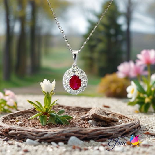 Natural ruby and diamonds pendant
