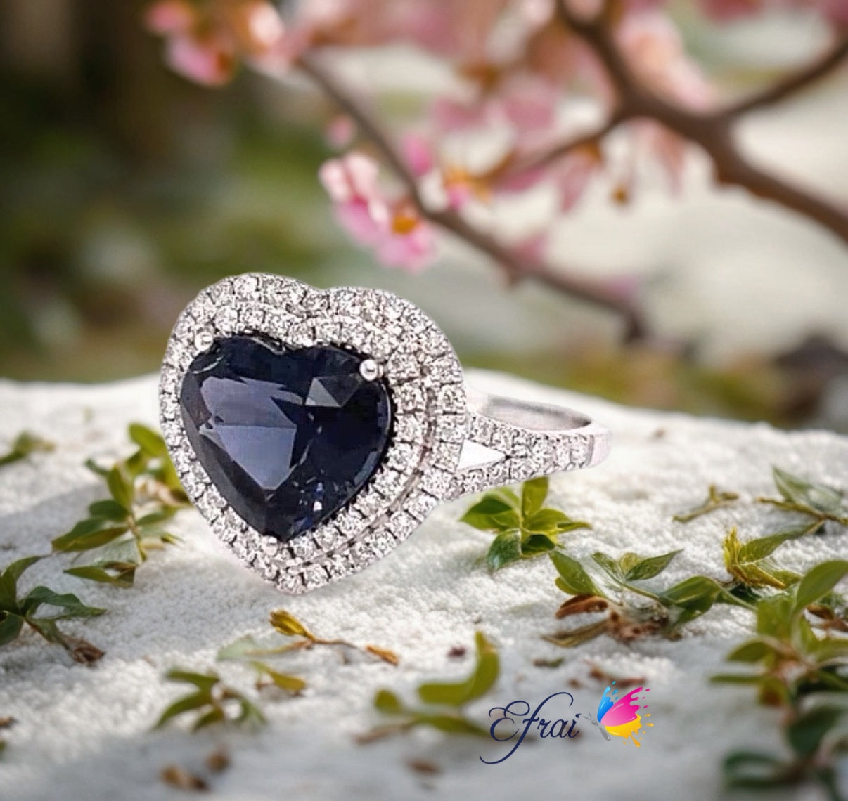 GIA certified natural Cobalt blue spinel and diamonds ring