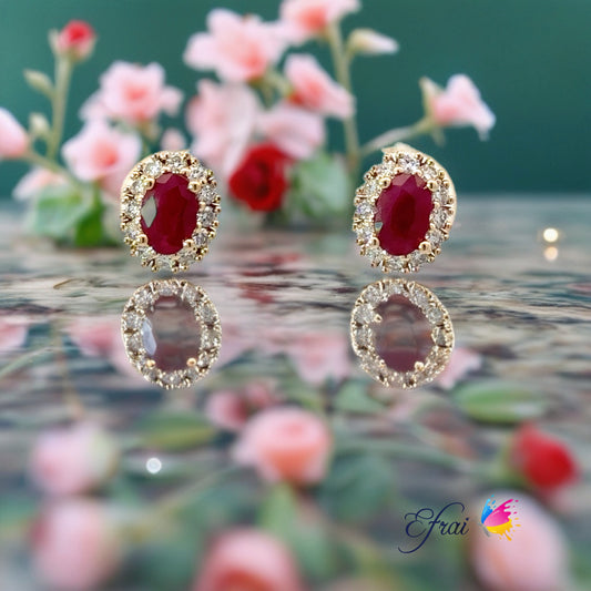 Natural rubies and diamonds earrings