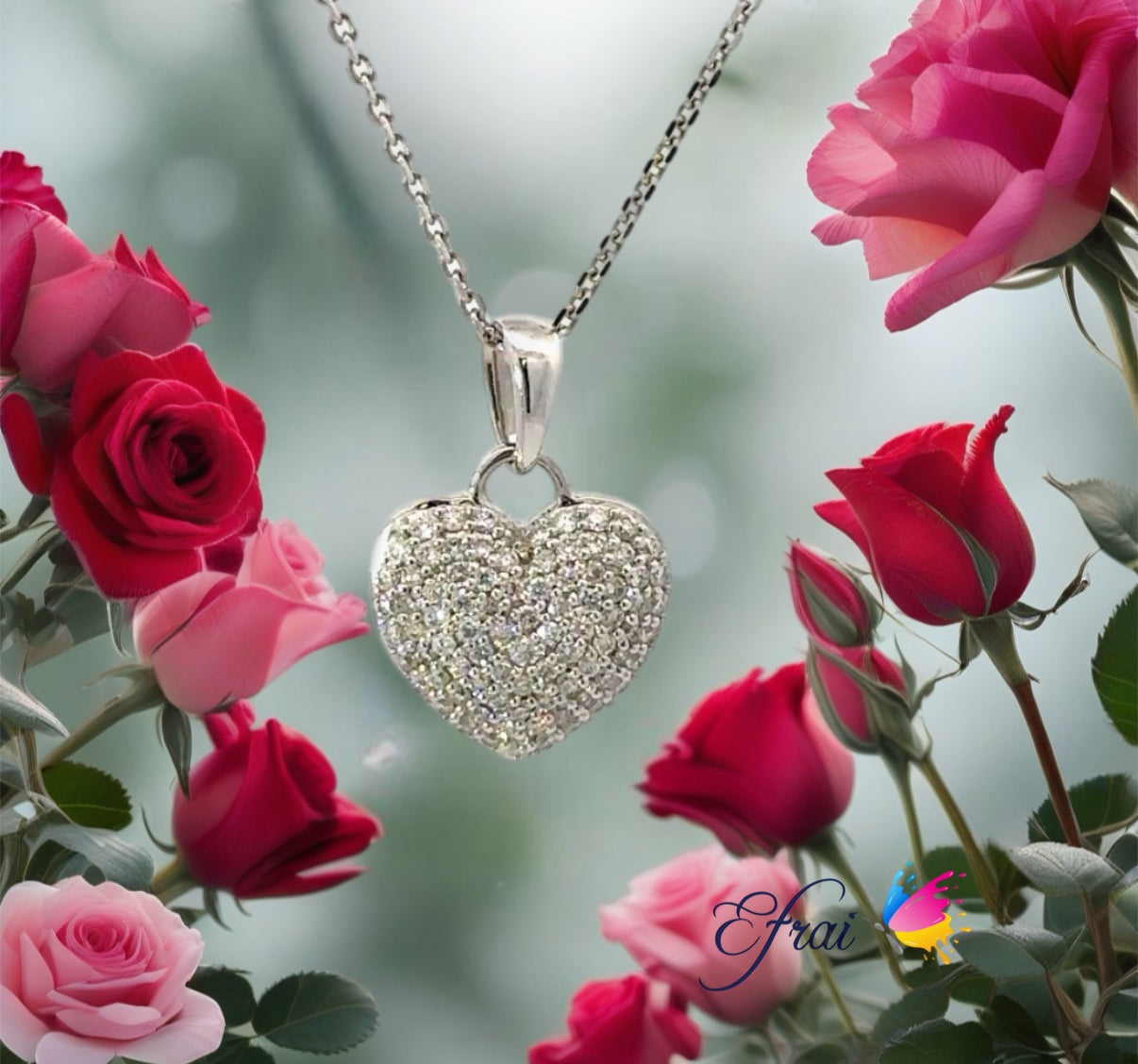 Gorgous dainty heart full of diamonds necklace
