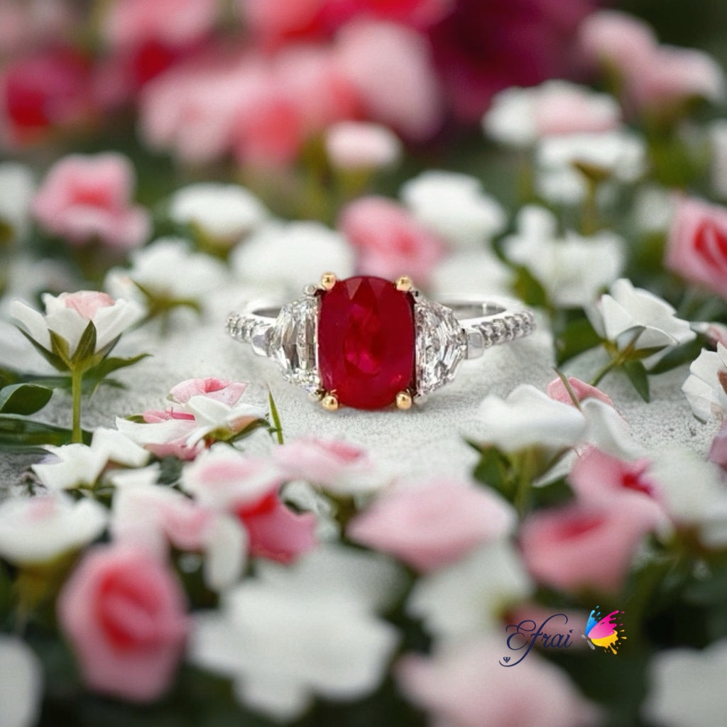 GIA certified natural ruby and diamonds ring