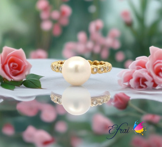 Natural pearl diamonds ring
