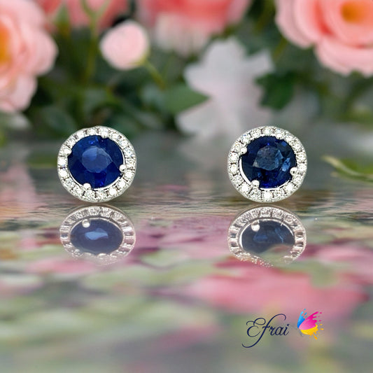GIA certifeid Natural blue sapphires and diamonds earrings