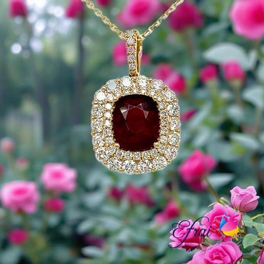 Rubelite and diamonds necklace