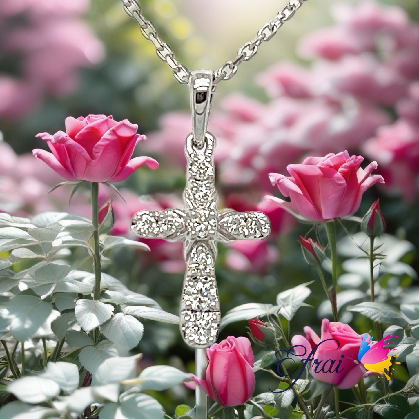 Dainty diamonds cross necklace