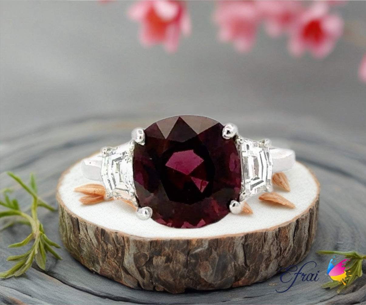 GIA Red cushion spinel diamonds ring