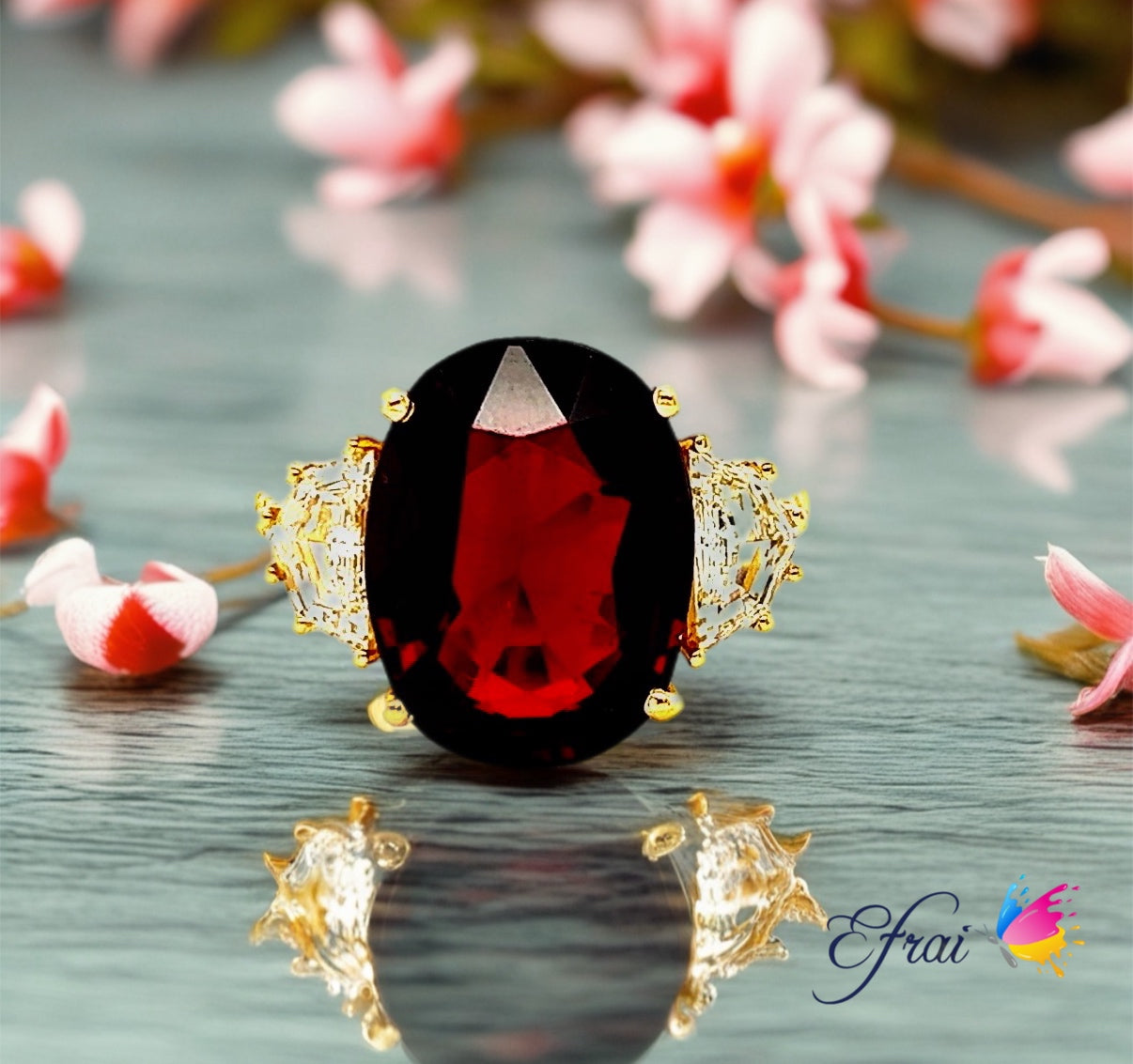 GIA no heat Red Spinel diamonds ring