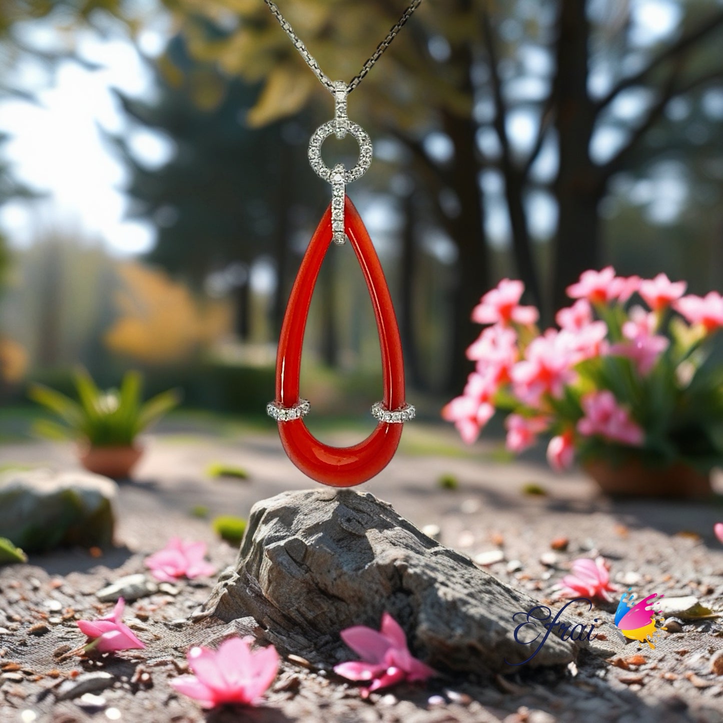 Carnelian diamonds pendant