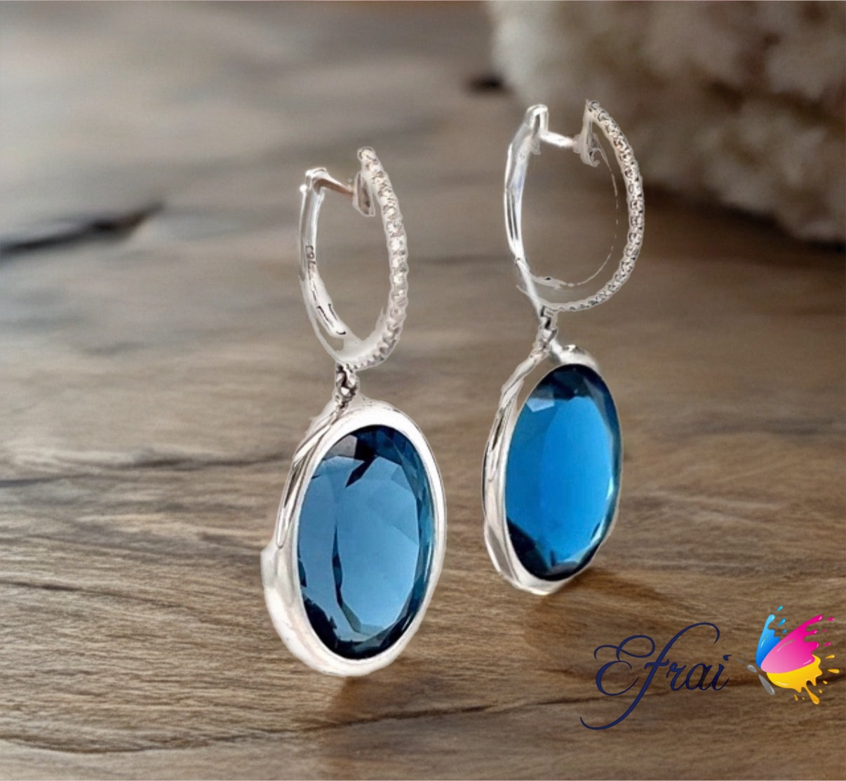 London Blue topaz diamonds earrings