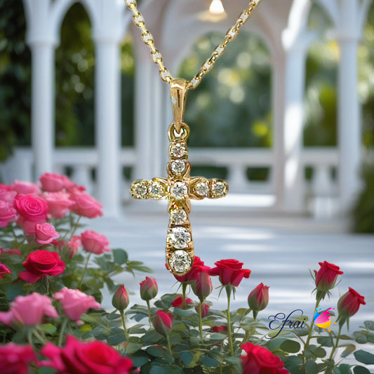 Dainty beautiful diamond cross necklace