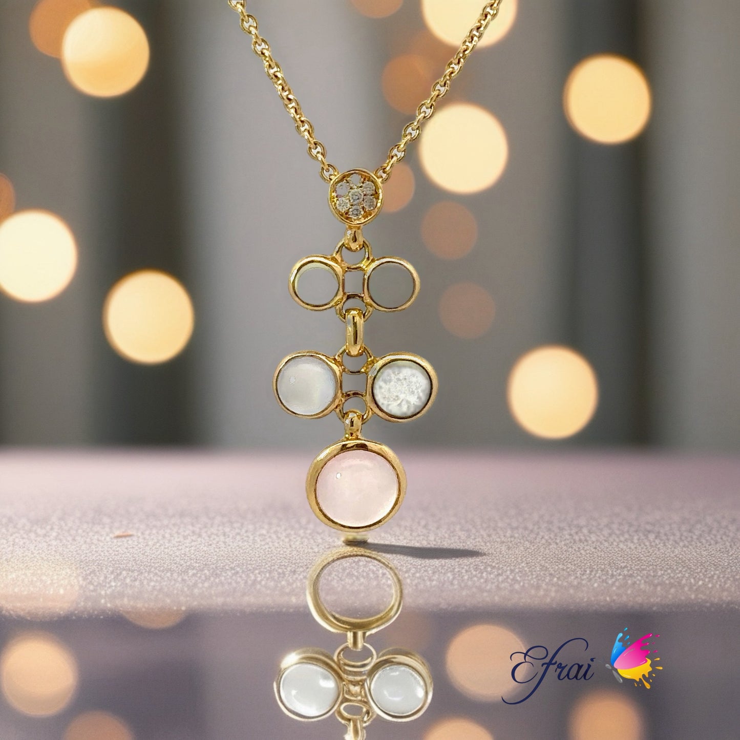 Moonstones diamonds necklace
