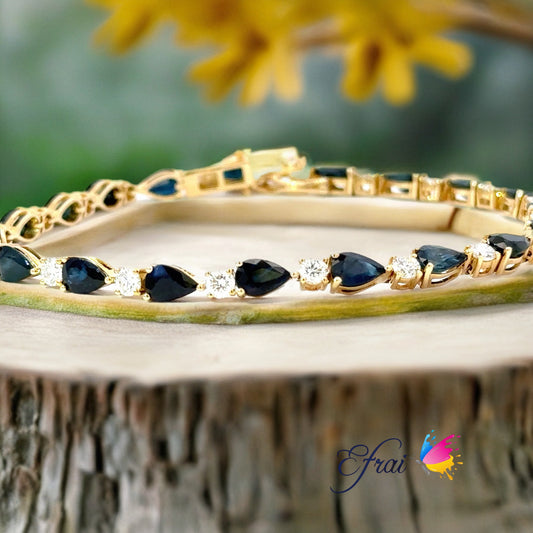 Natural blue sapphire and diamonds bracelet