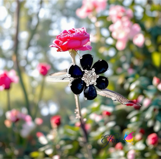 Sapphire flower diamond ring