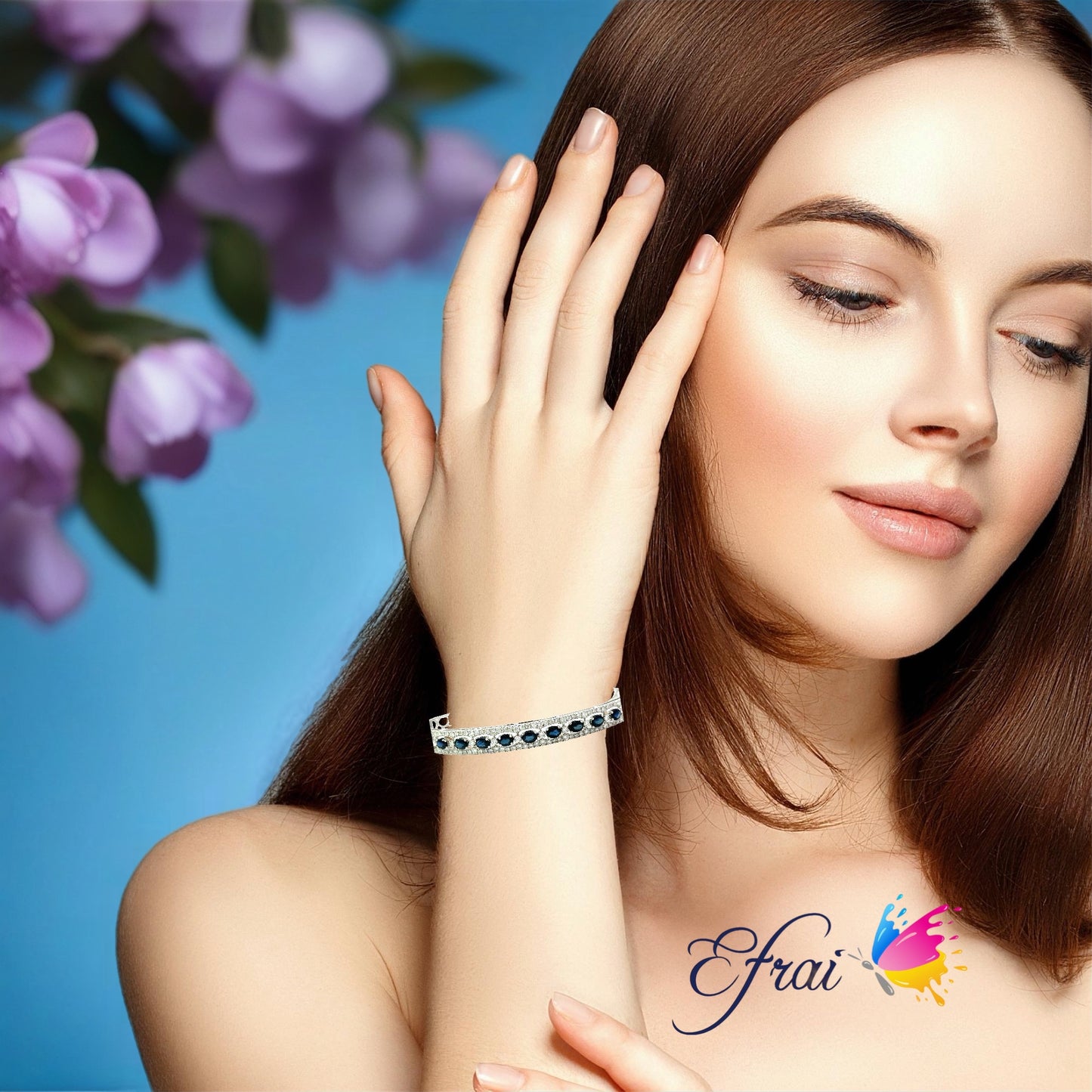 Exotic one of a kind natural sapphires and diamonds bangle
