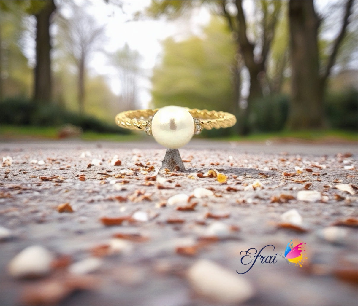 Natural pearl diamonds ring