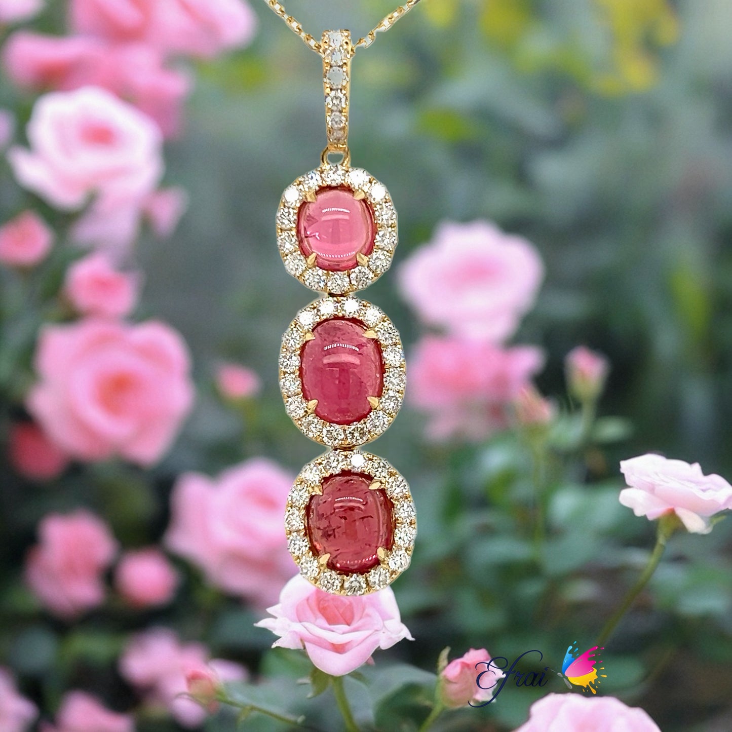 Tourmaline and diamonds necklace
