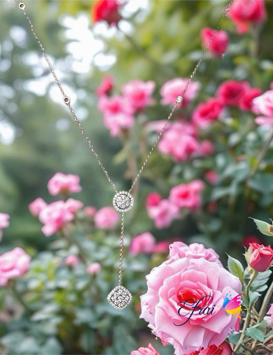 Gorgeous lariat necklace with geometrical shape