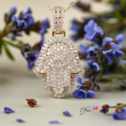 Bright and gorgeous big diamonds hamsa necklace