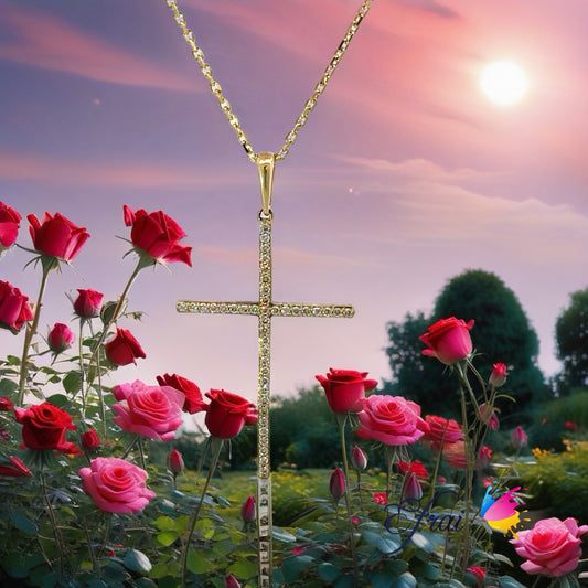 Gorgeous thin Cross incrusted diamonds necklace