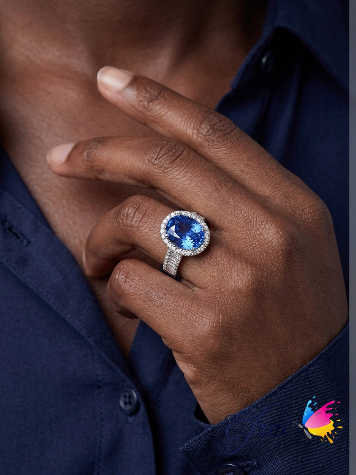 GIA OV Sapphire Ceylon diamonds ring
