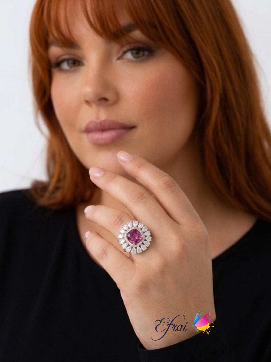 Natural certified NO HEAT pink sapphire and diamonds ring