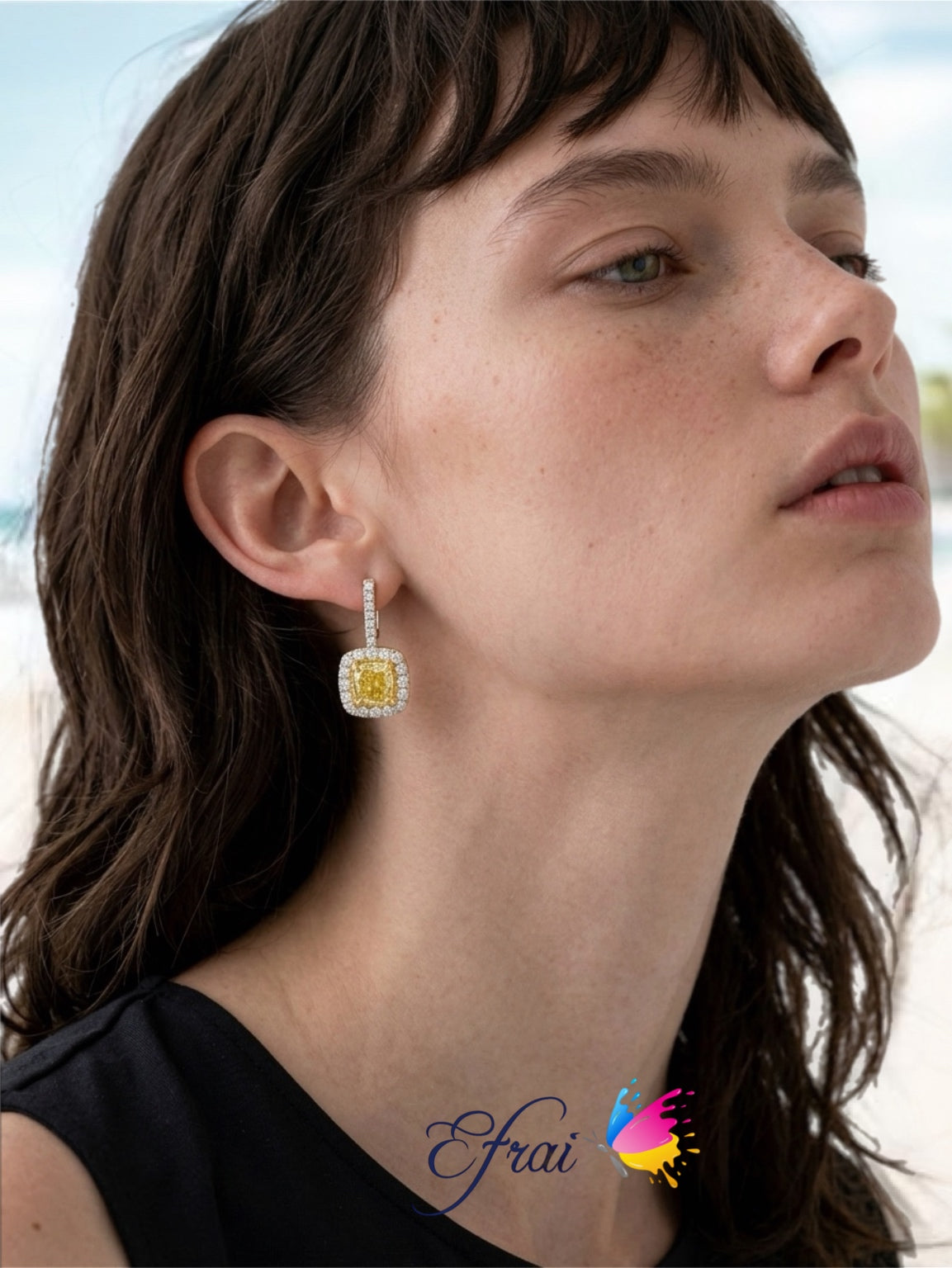 Natural GIA Fancy Yellow Diamond Drop Earrings in White Gold