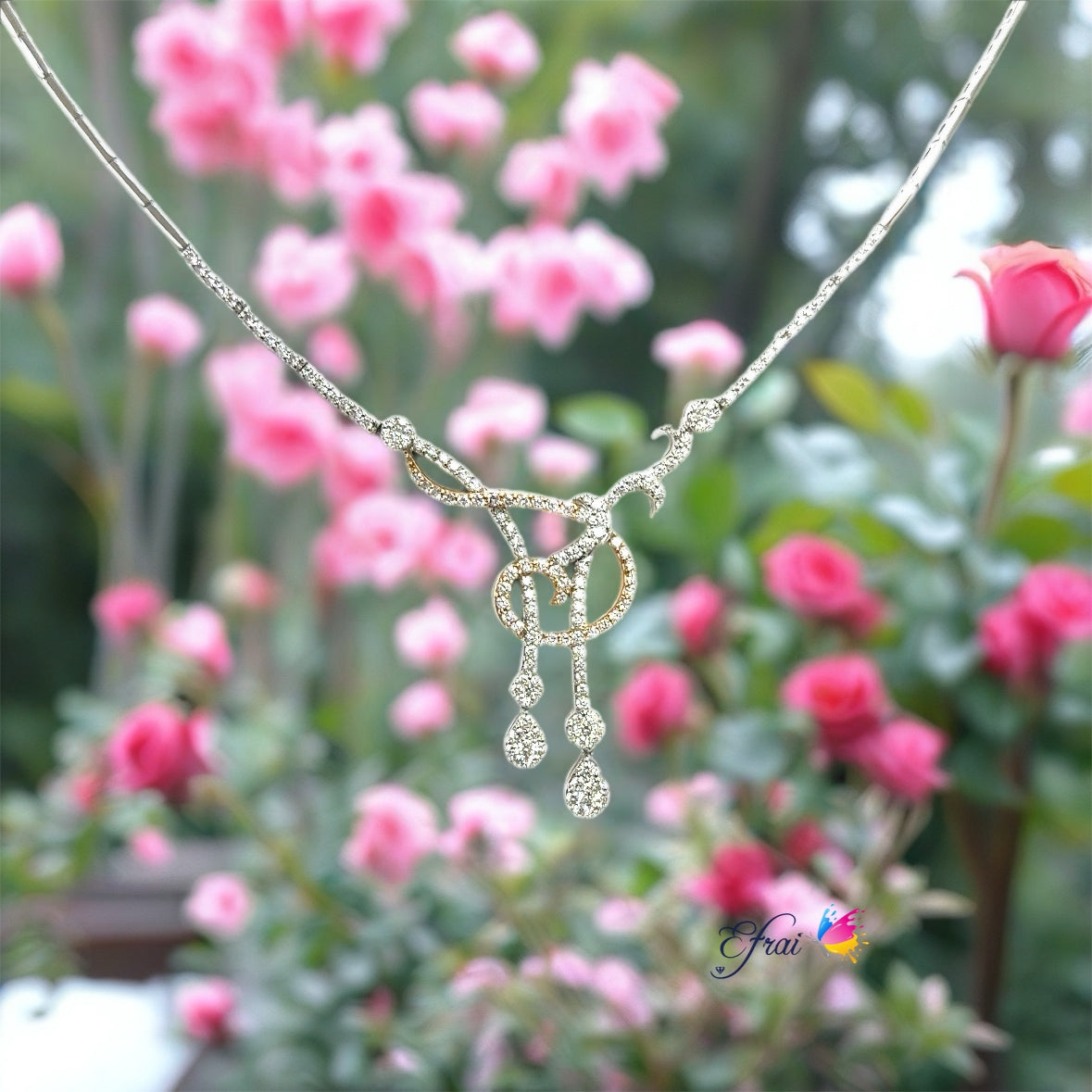 Gorgeous rose and white gold diamonds necklace