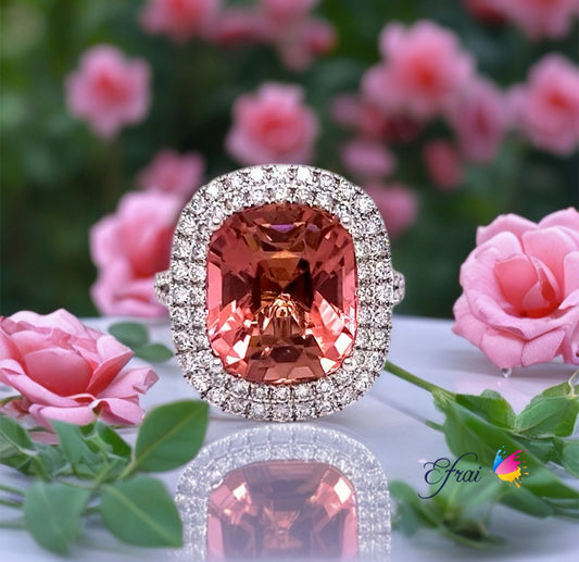 Gorgeous bright pink tourmaline diamonds ring