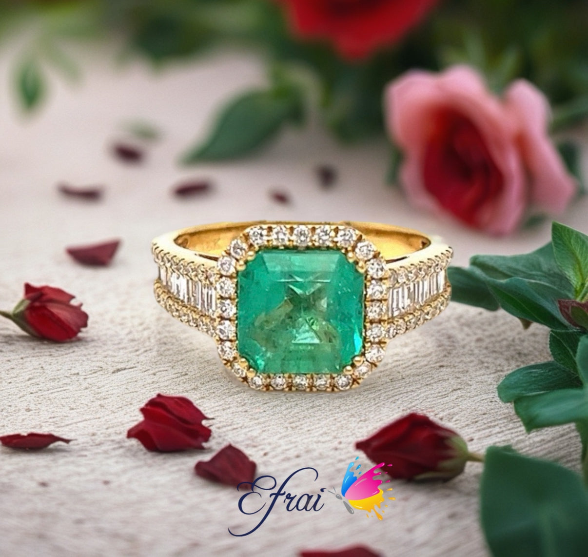 Emerald diamonds ring