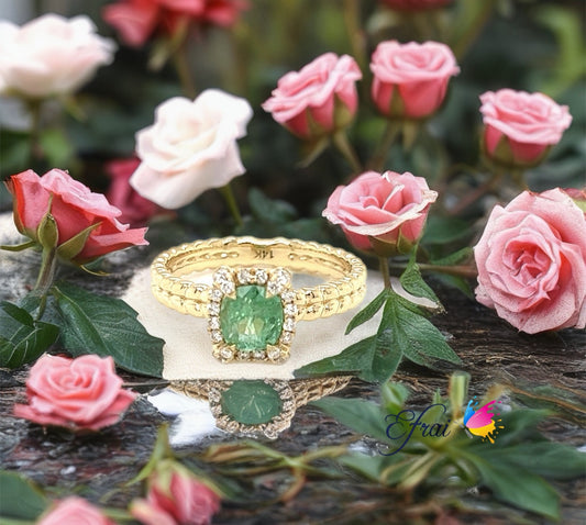 Spinel and diamonds ring