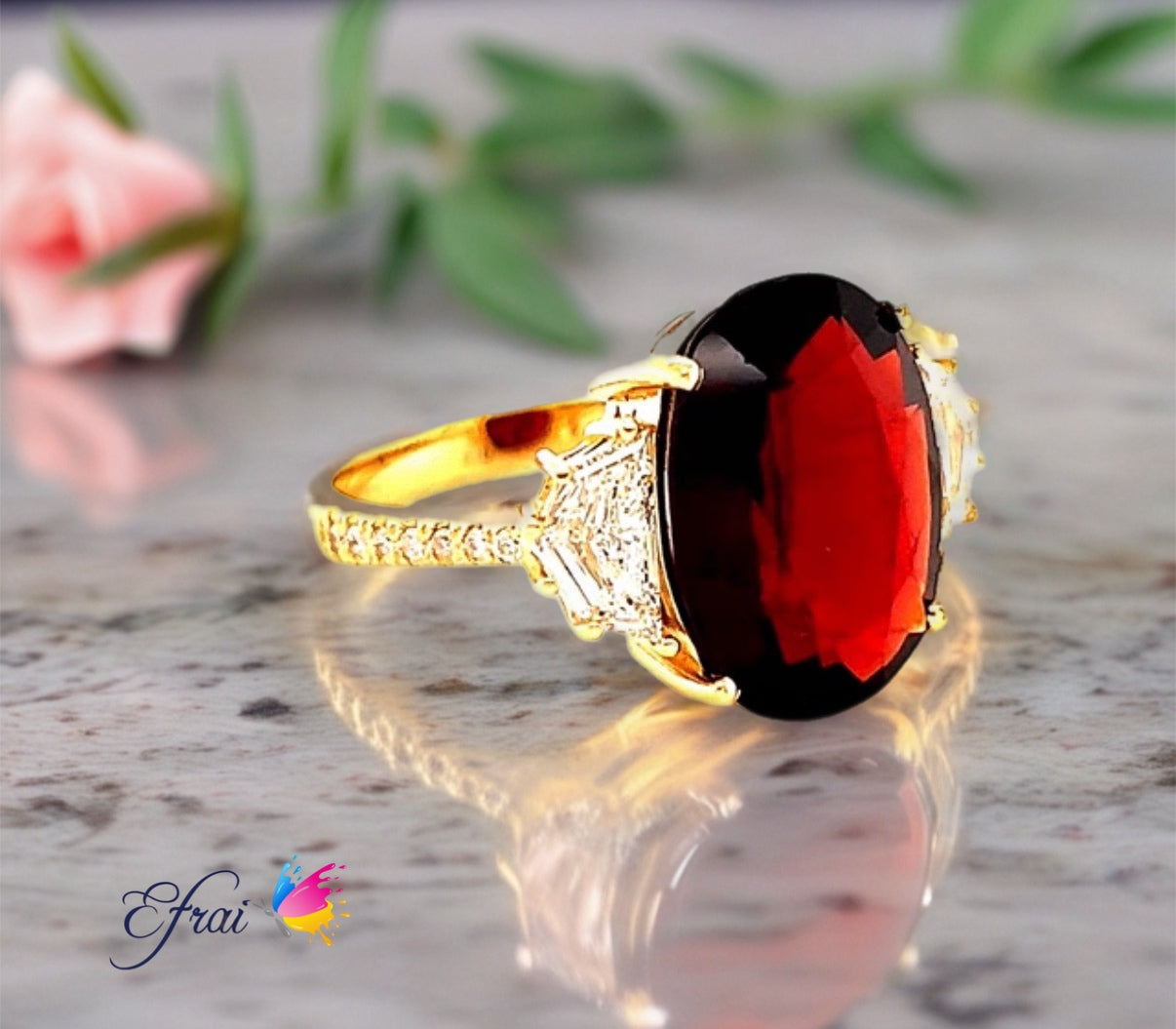 GIA no heat Red Spinel diamonds ring