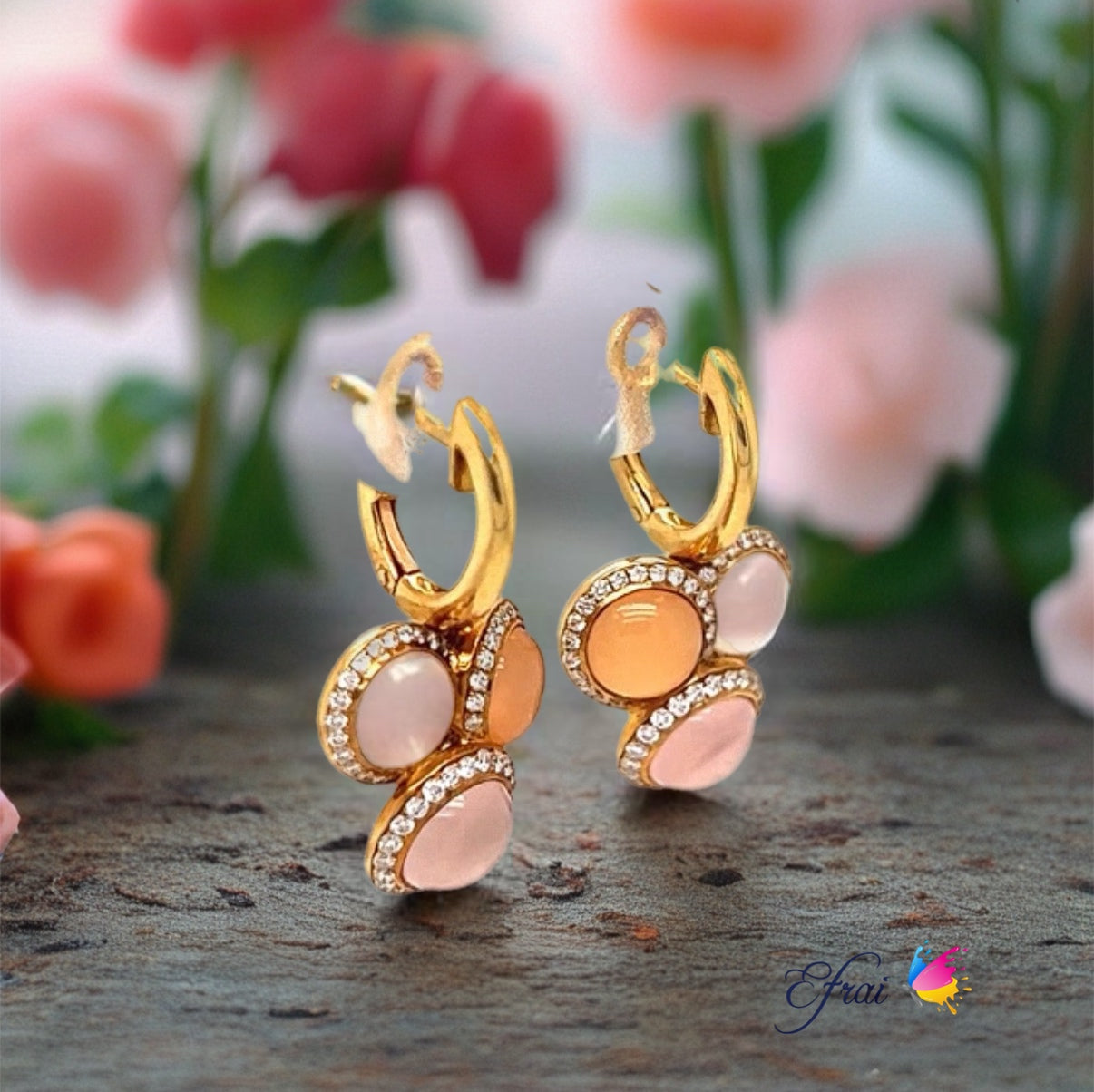 Moonstones diamonds earrings