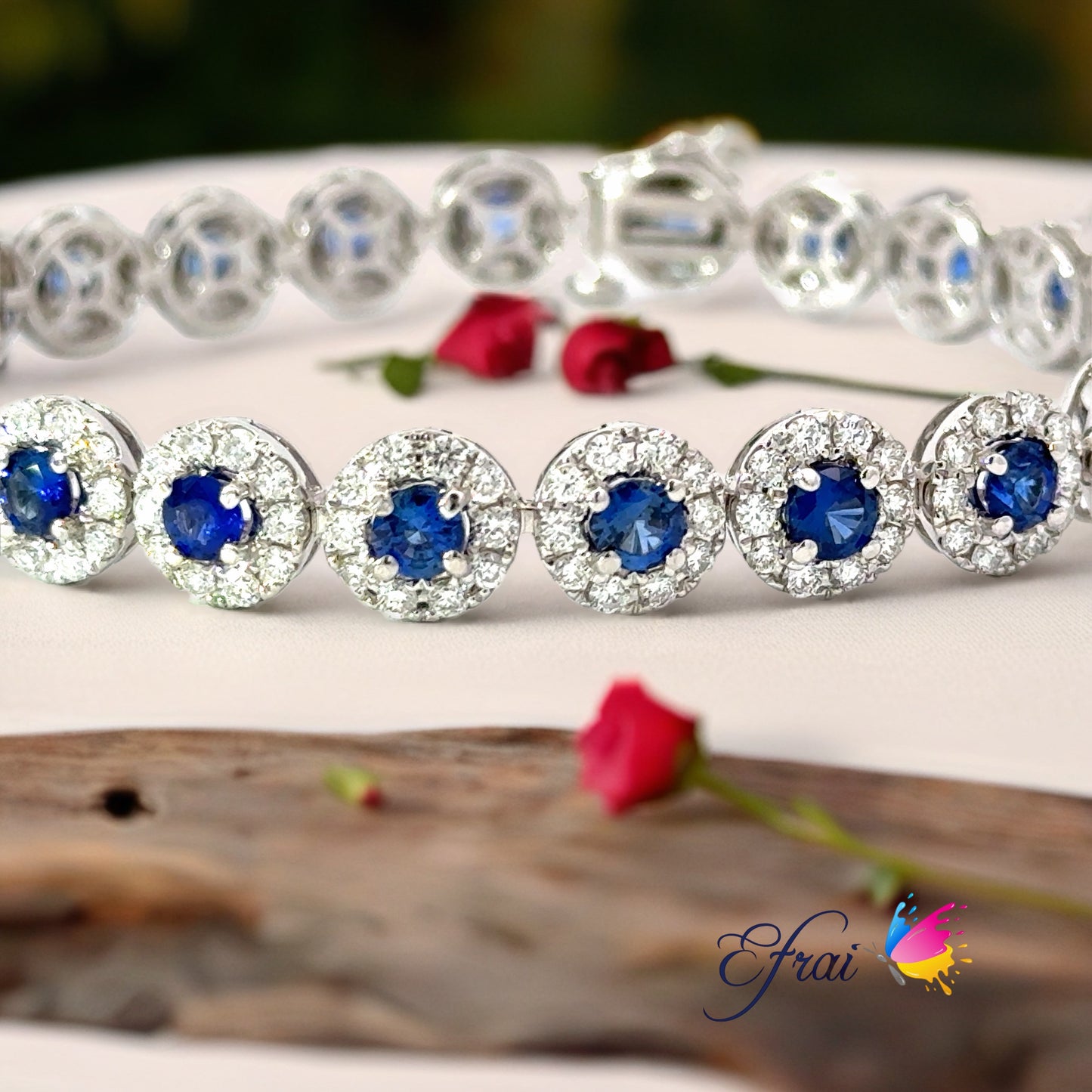 Exotic natural blue sapphires and diamonds bracelet