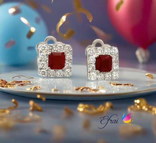 Uniquely design with natural rubies and diamonds earrings