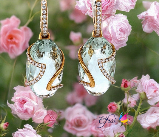 Green Amethyst diamonds earrings