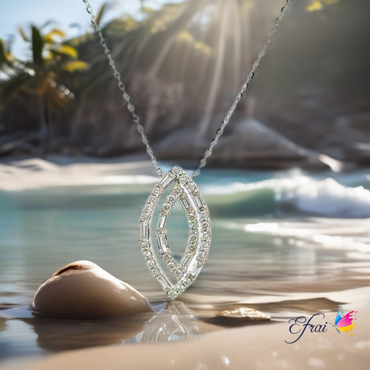 Gorgeous double geometrical design full of diamonds necklace