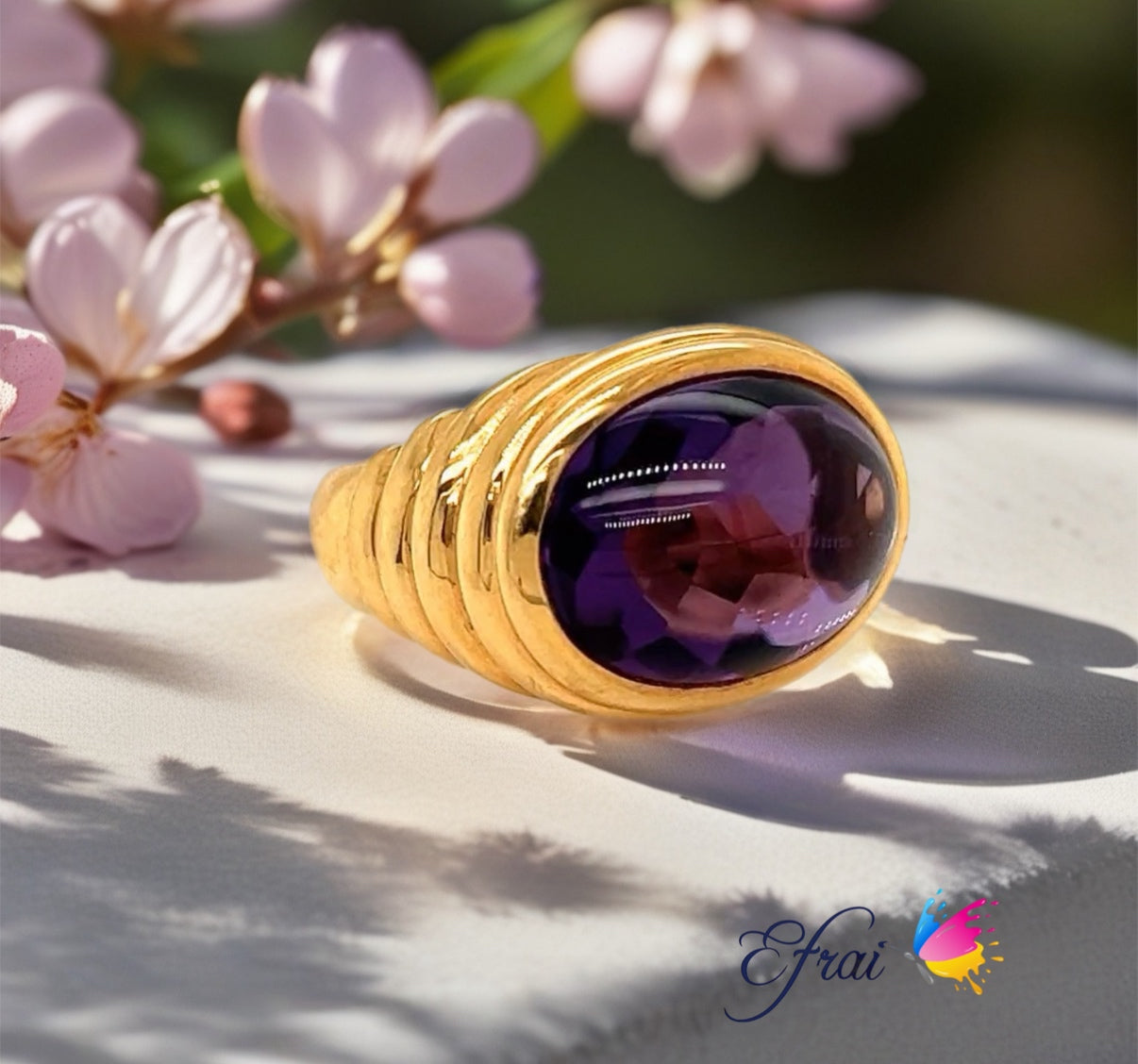 Gorgeous amethyst cabochon ring