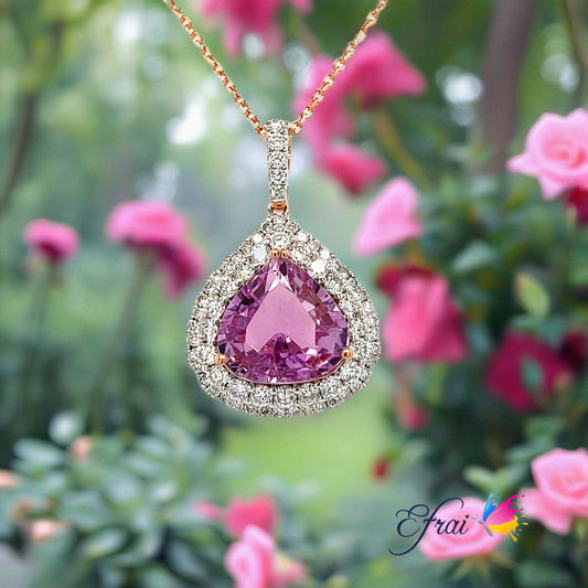 Kunzite and diamonds necklace