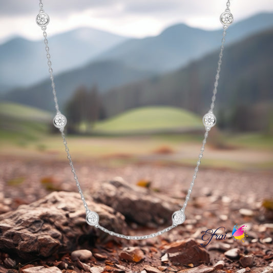 Natural round diamonds tennis necklace 30" long