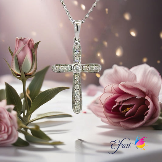 Classy design diamond cross necklace