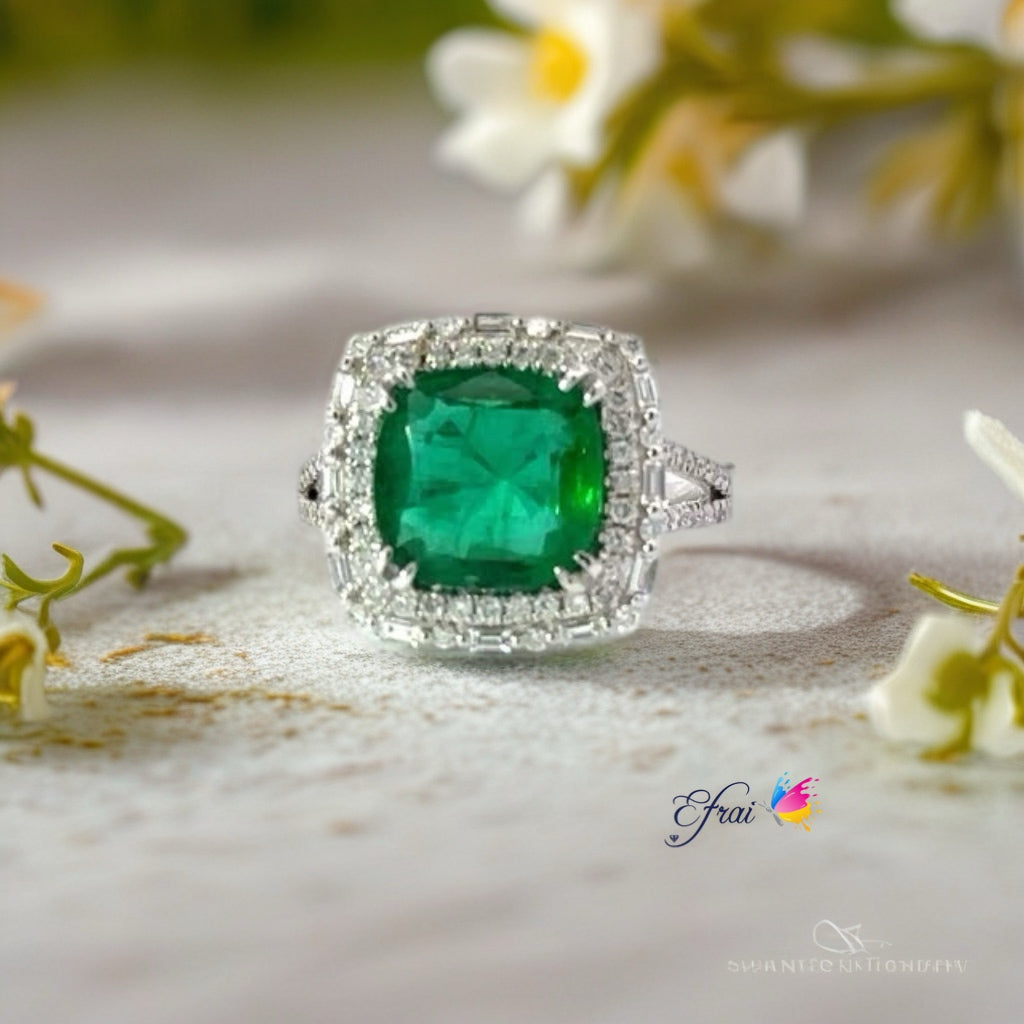 GIA certified natural emerald and diamonds ring