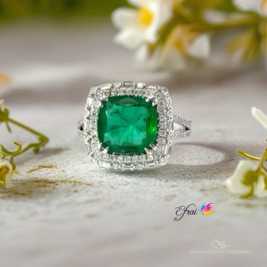GIA certified natural emerald and diamonds ring