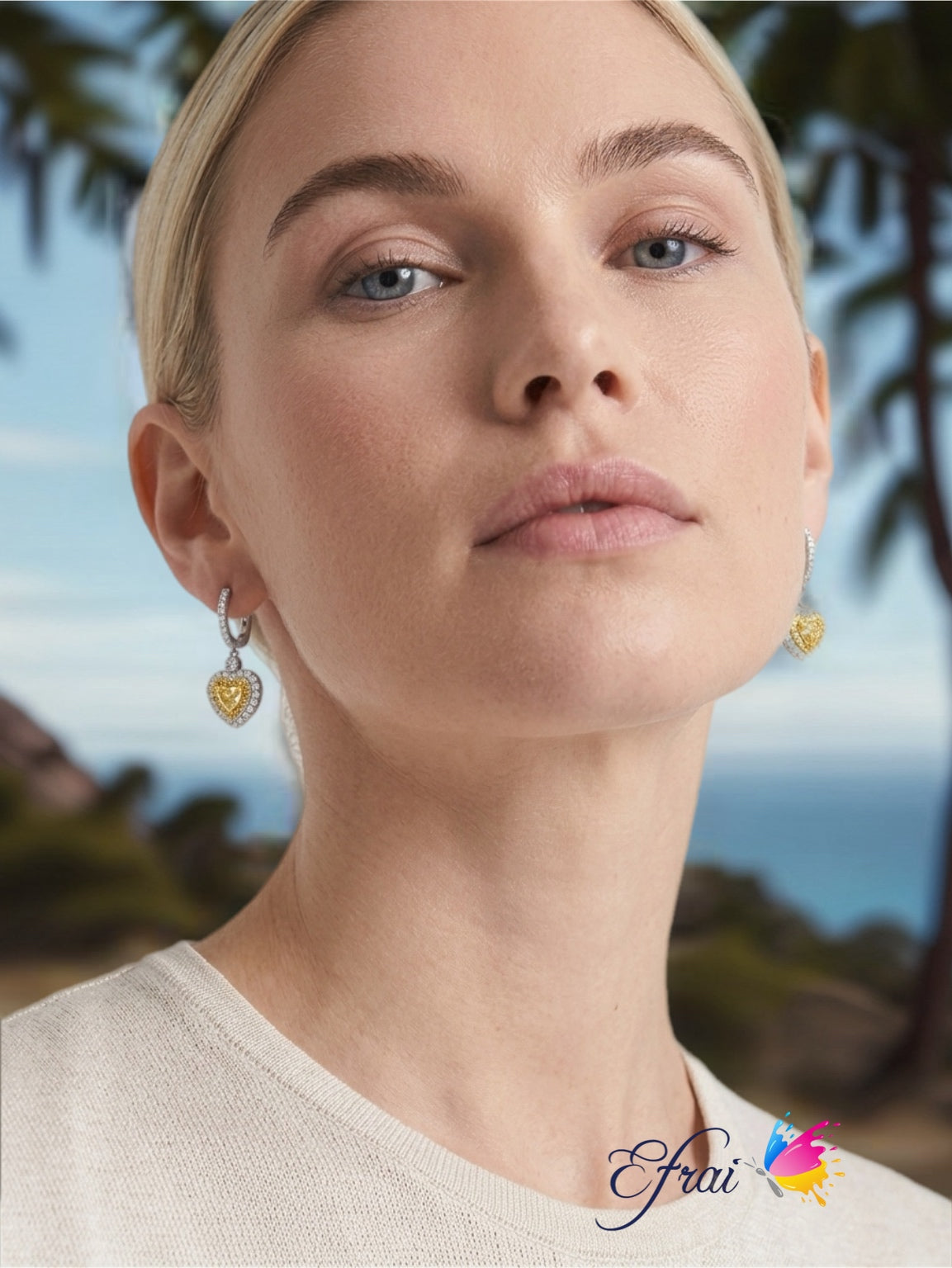 Gorgeous natural yellow hearts diamonds earrings