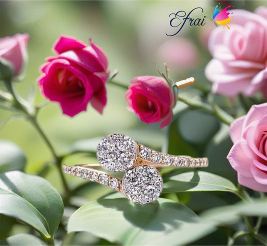Double circles diamonds ring