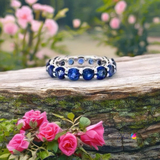 Gorgeous natural non heated blue sapphires band
