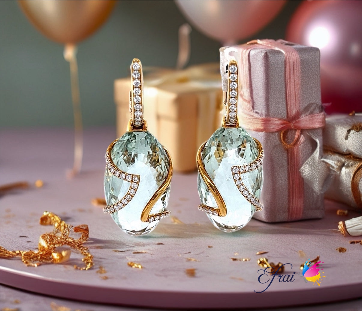 Green Amethyst diamonds earrings