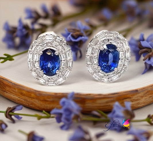 GIA certified natural Oval sapphires diamonds earrings