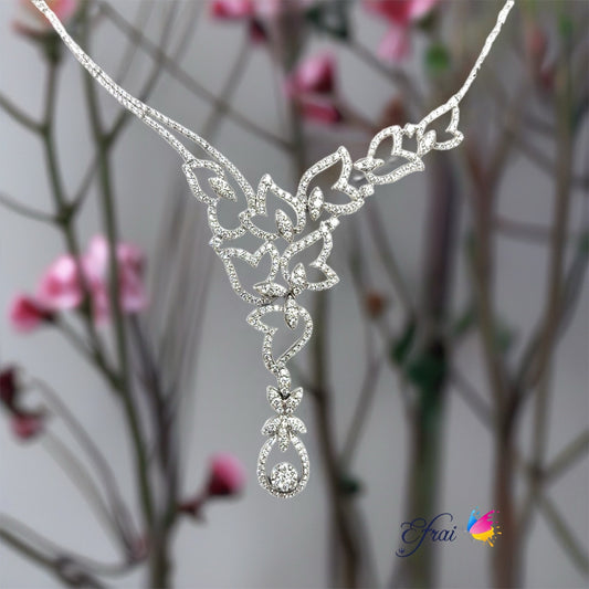 Magnificent design of cascade of diamond flowers necklace
