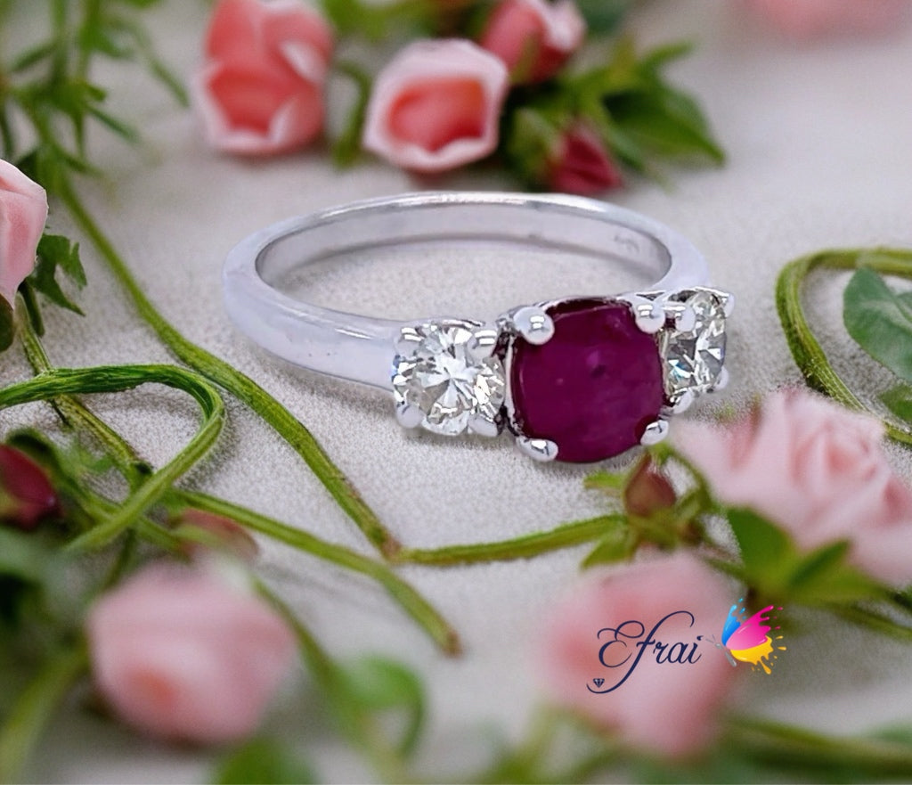 Round Ruby diamonds ring