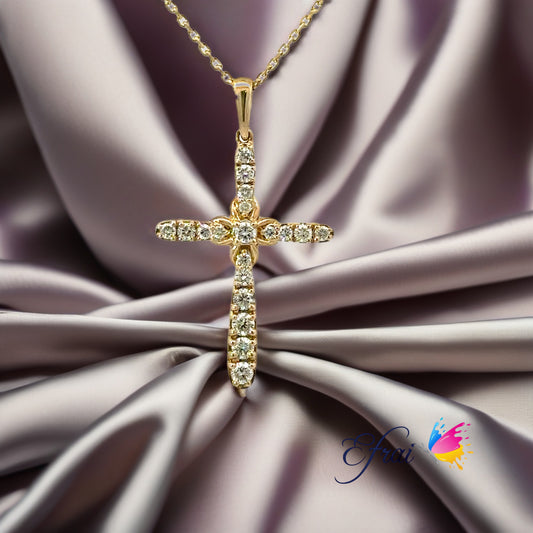 Modern design diamonds Cross necklace